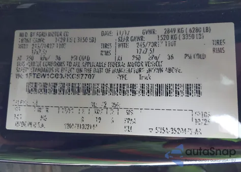 2018 Ford F-150 Xlt from USA, damaged, VIN 1FTEW1CB9JKC87707